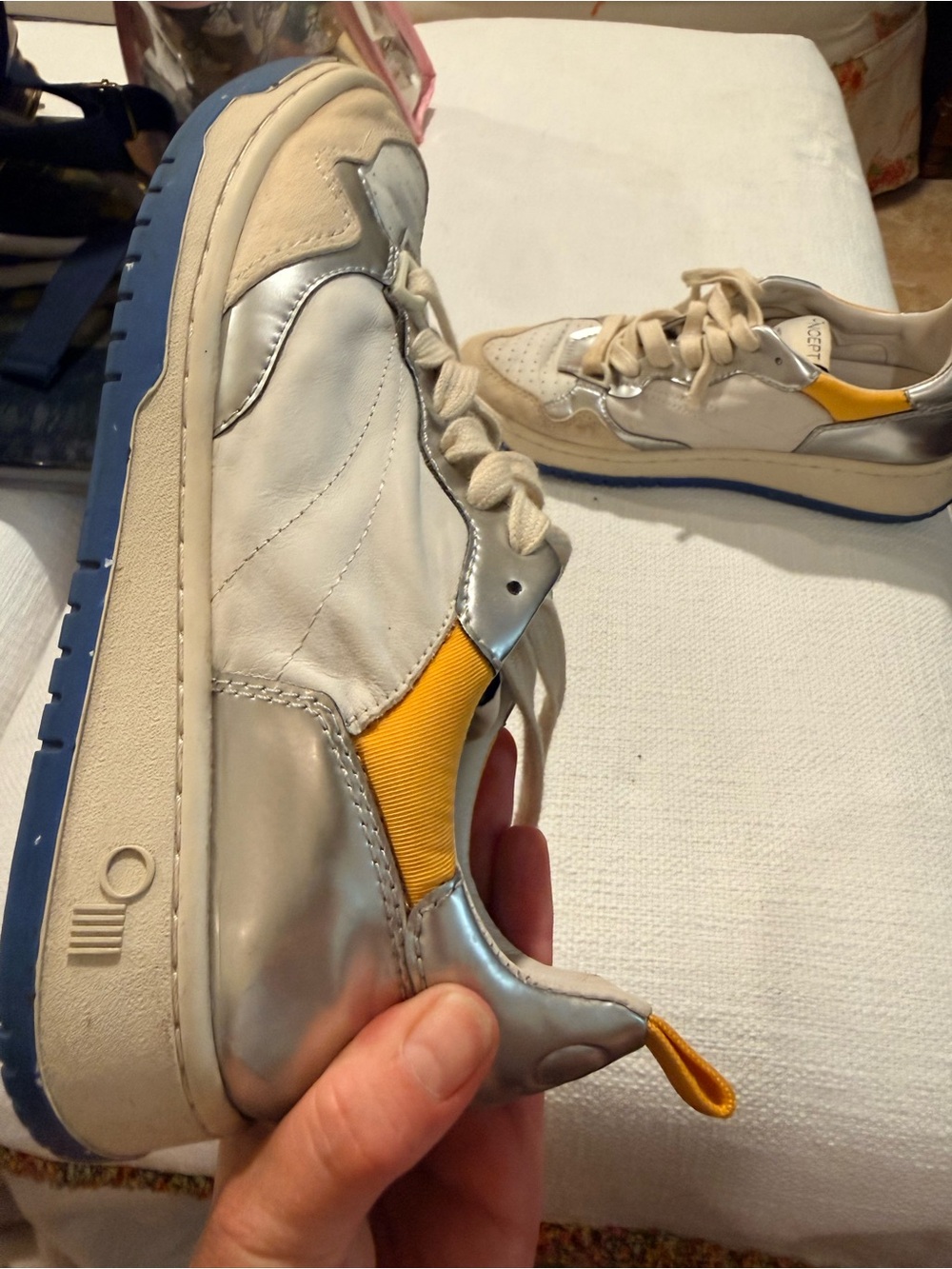 ONCEPT Phoenix Silver Flash Leather Sneakers - White/Silver/Blue - Picture 9 of 13